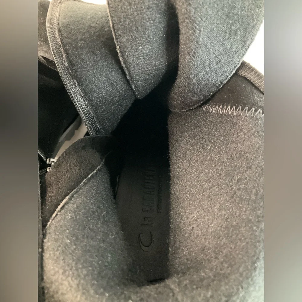 La Canadienne Parkera Women's Black Suede Lace Up Zip Casual Mid Boots - Picture 9 of 11